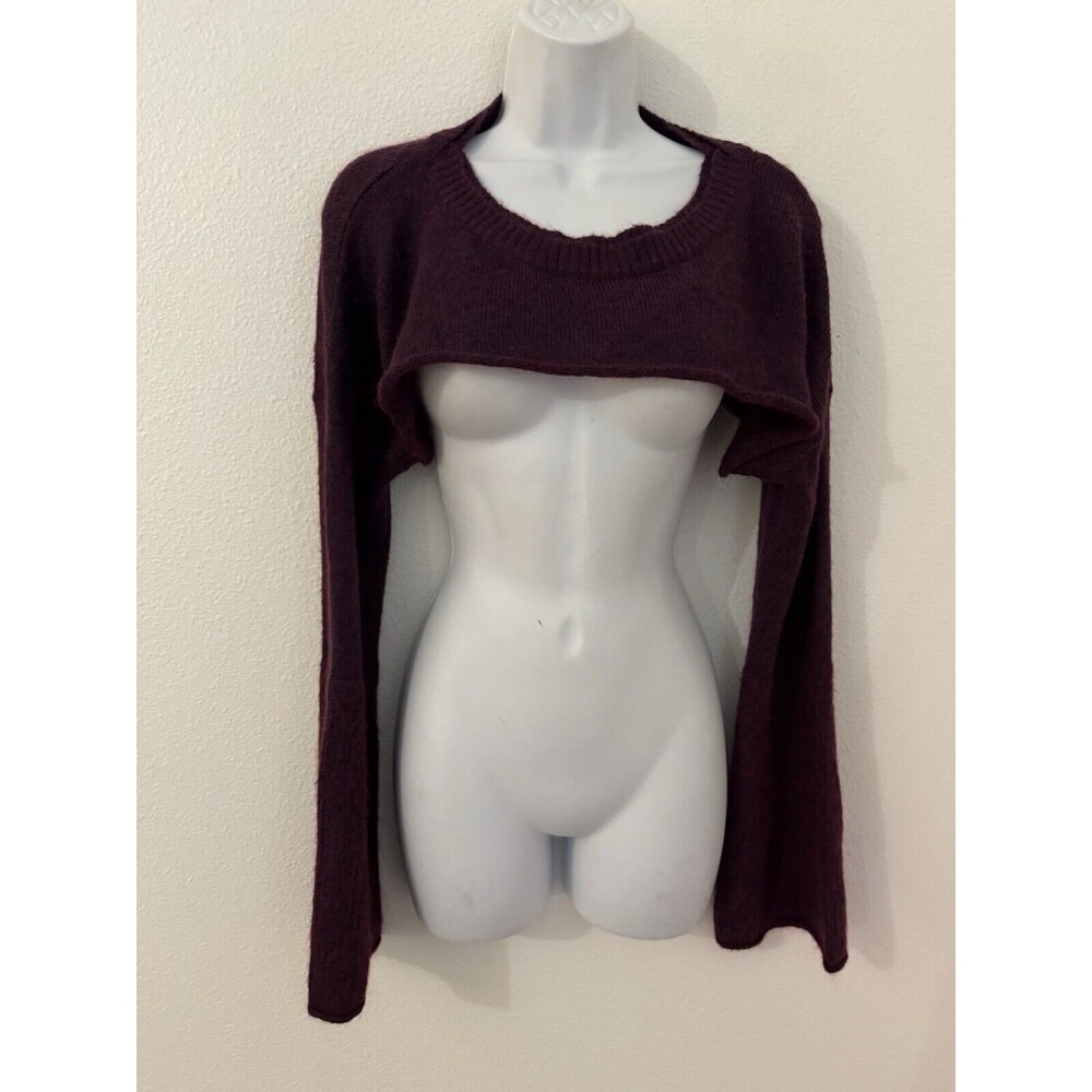 ESPRIT Womens Sweater Ultra Crop Long Flare Sleeve Cashmere Blend Purple M/L
